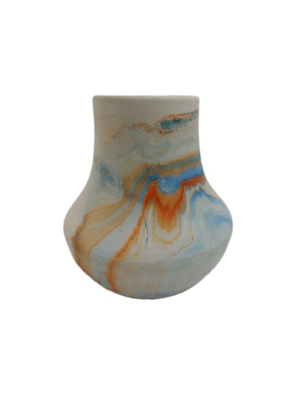 Nemadji American Hand Painted Pottery Vase Colorful Swirl 4.75” Vintage READ